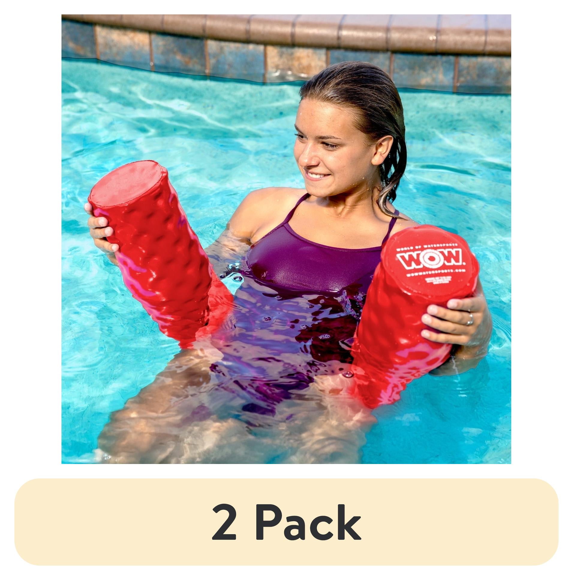 (2 pack) WOW Sports First Class Dipped Soft Foam Pool Noodle, 46 Inches Long - Red