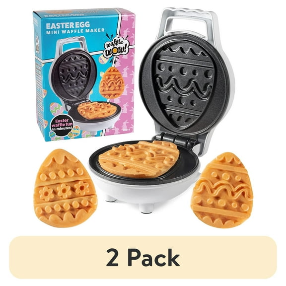 (2 pack) Waffle Wow Mini Egg Waffle Maker - Make Double Sided Waffle or Pancake w 2 Different Designs, Ready to Decorate & Frost, Breakfast Fun for Kids, Children & Adults