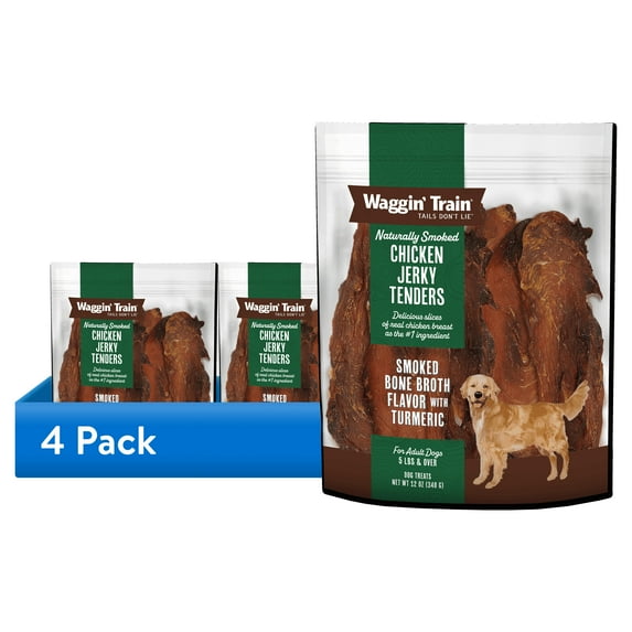 (2 pack) Waggin' Train High Protein Smoked Chicken Jerky Dog Treats, 12oz. Pouch
