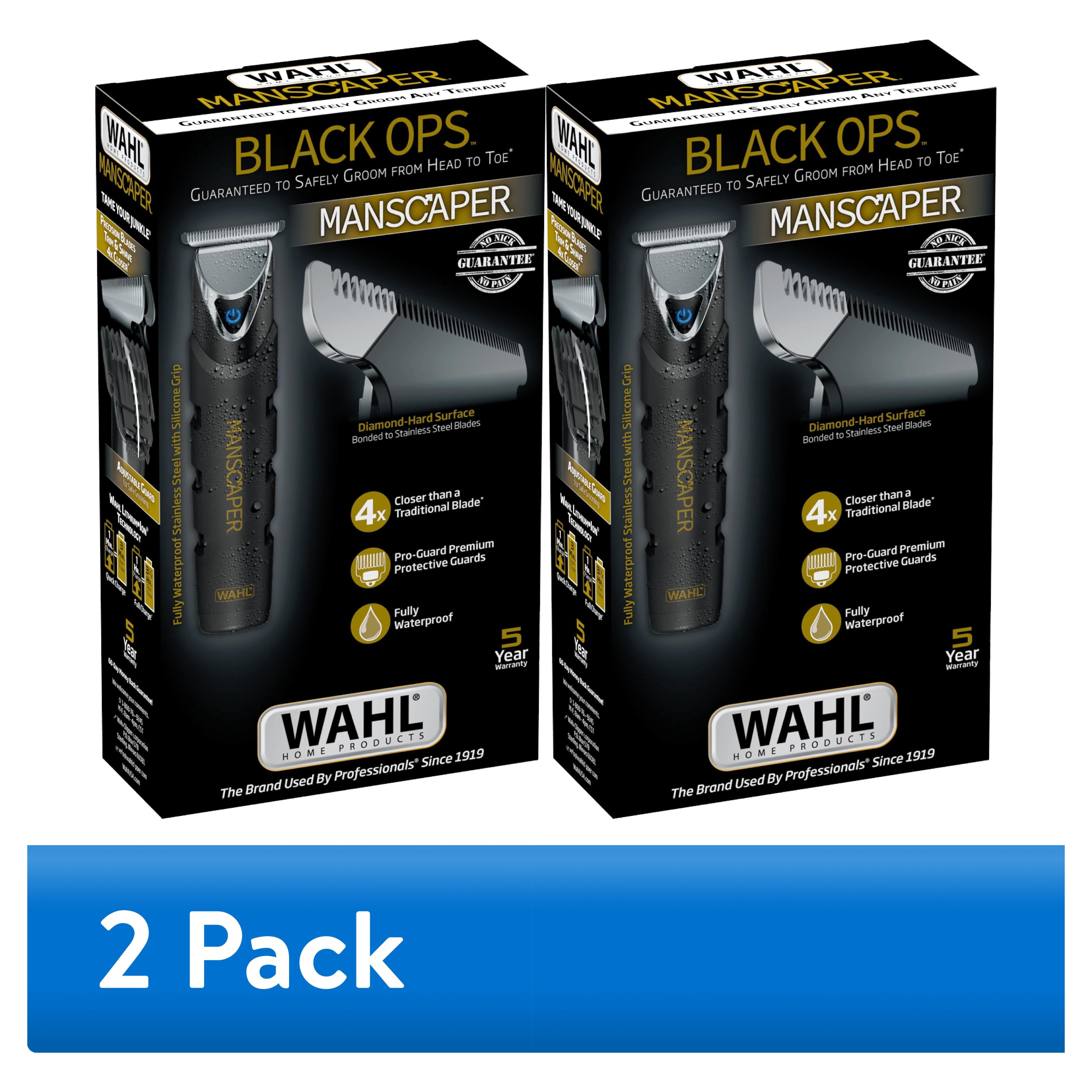 (2 pack) Wahl Manscaper Black Ops Lithium Rechargeable Trimmer for Men, Waterproof, 4x Closer, 3024864