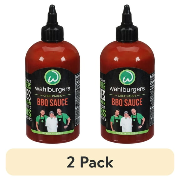 (2 pack) Wahlburgers BBQ Sauce, 14.5 oz, 12g Serving Size, Family Size, Squeeze Bottle