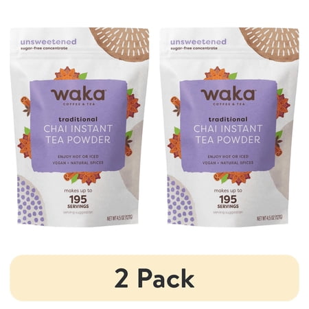 (2 pack) Waka Traditional Masala Instant Chai Tea - Natural Spices, Unsweetened Tea Powder - No Sugar, No Additives