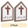thumbnail image 1 of (2 pack) Walk by Faith Typographic House-Shaped Framed Wall Plaque Art - 7.5" x 5.5", 1 of 8