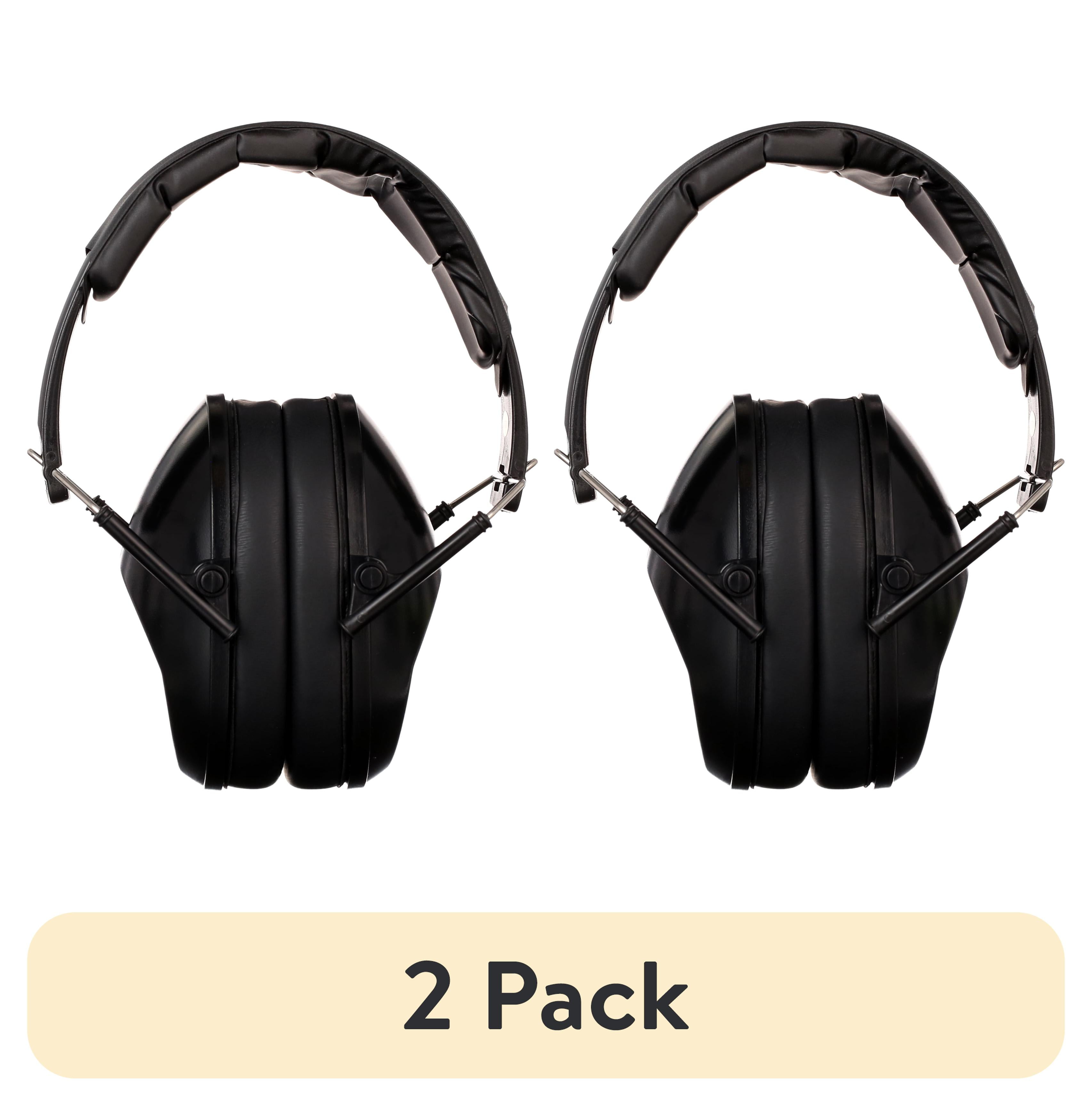 (2 pack) Walker's Unisex Adult's Lightweight Foldable Hearing Protection 22 dB Noise Reduction Pro Low-Profile Folding Passive Earmuffs, Black