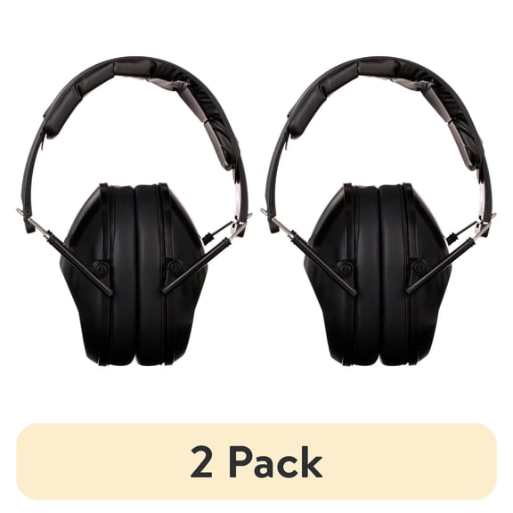 (2 pack) Walker's Unisex Adult's Lightweight Foldable Hearing Protection 22 dB Noise Reduction Pro Low-Profile Folding Passive Earmuffs, Black