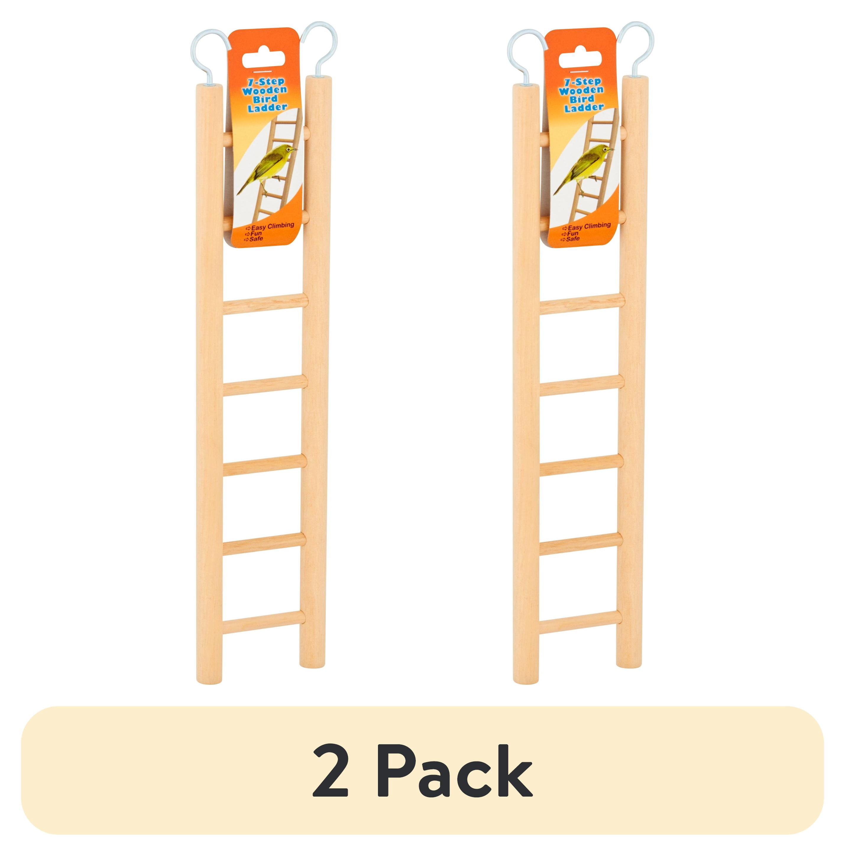 (2 pack) Walmart 7-Step Wooden Bird Ladder for Parakeets & Finches, Brown