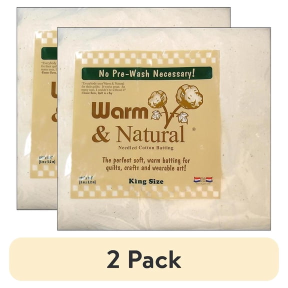 (2 pack) Warm & Natural Cotton Batting King 120x124