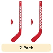 2 pack Warrior Mini Hockey Player Stick Set - 2 Mini Player Sticks 1 Red and 1 Black, 1 Red Ball