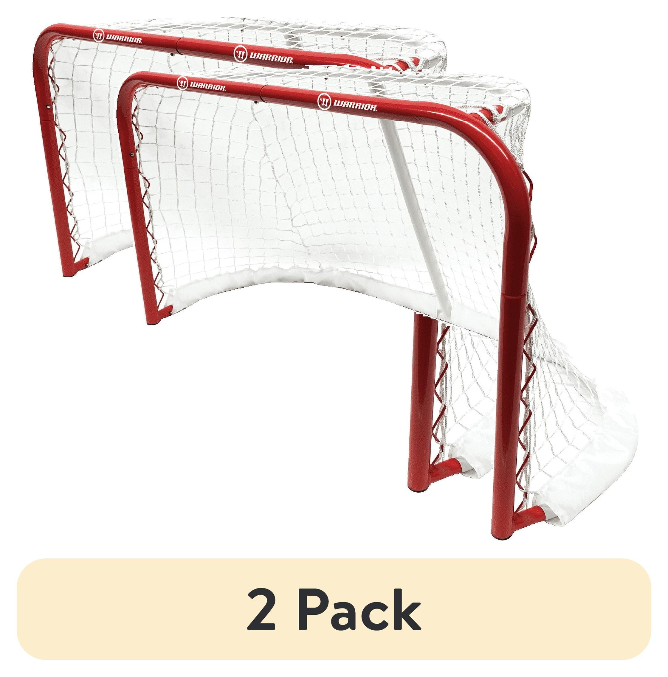 (2 pack) Warrior Pro Mini Metal Hockey Goal Combo Set - 30" Net, 2 Mini Player, 1 Mini Goalie Stick and Ball