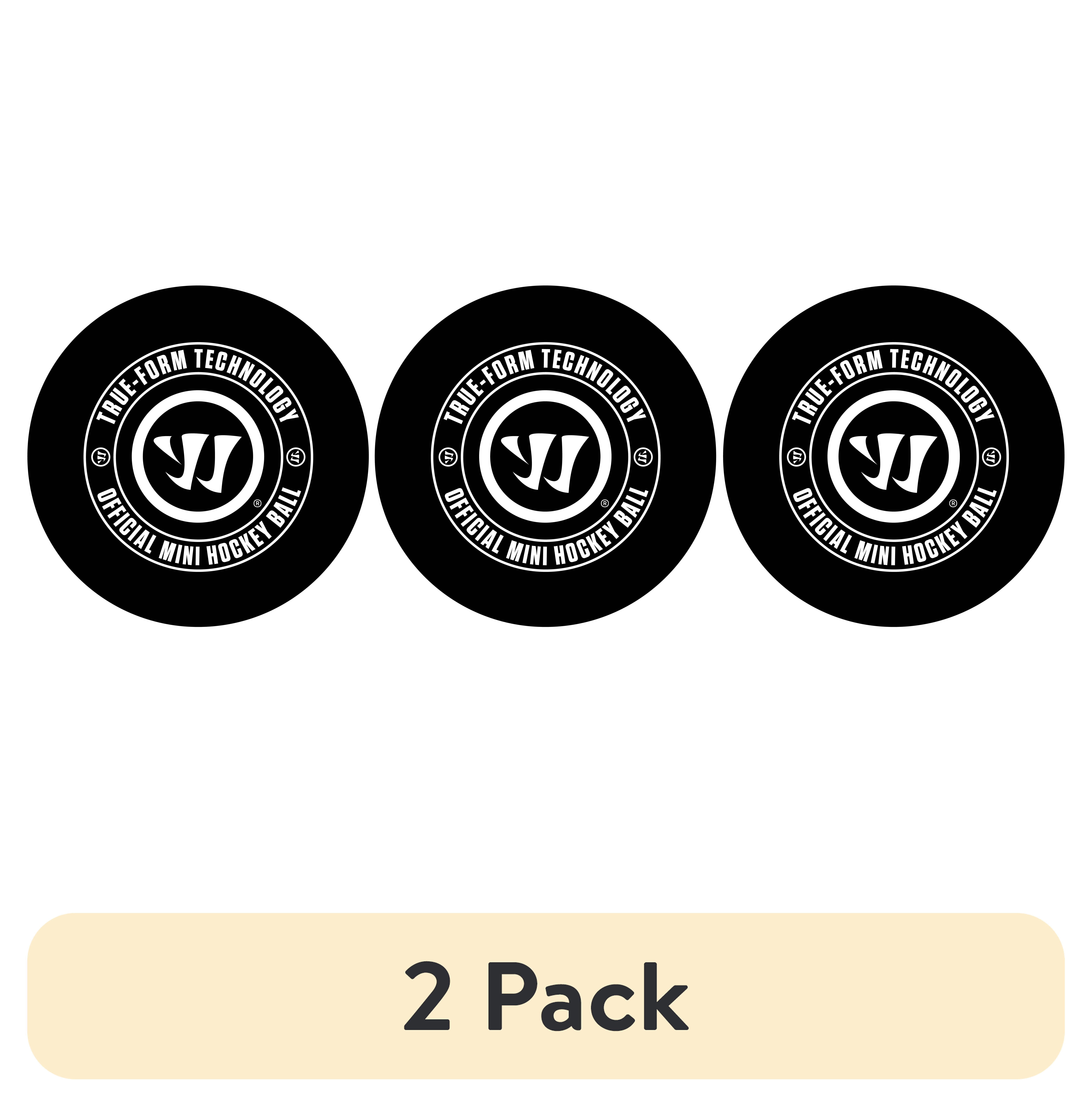 (2 pack) Warrior True-Form Mini or Knee Hockey Balls - Black - Set of 3 - Made of PU Indoor Unisex