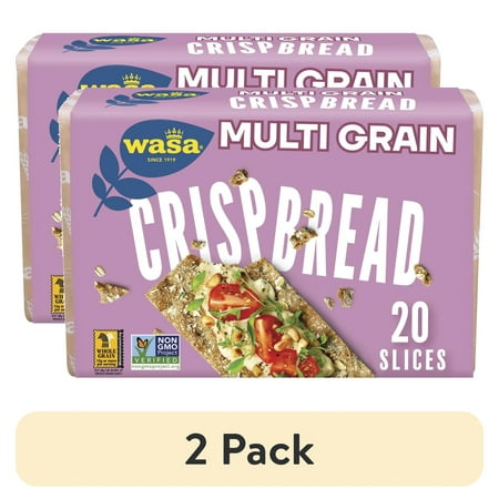 (2 pack) Wasa Multi Grain Crispbread, Multigrain Crackers, Non-GMO Ingredients, Fat Free, 9.7 oz