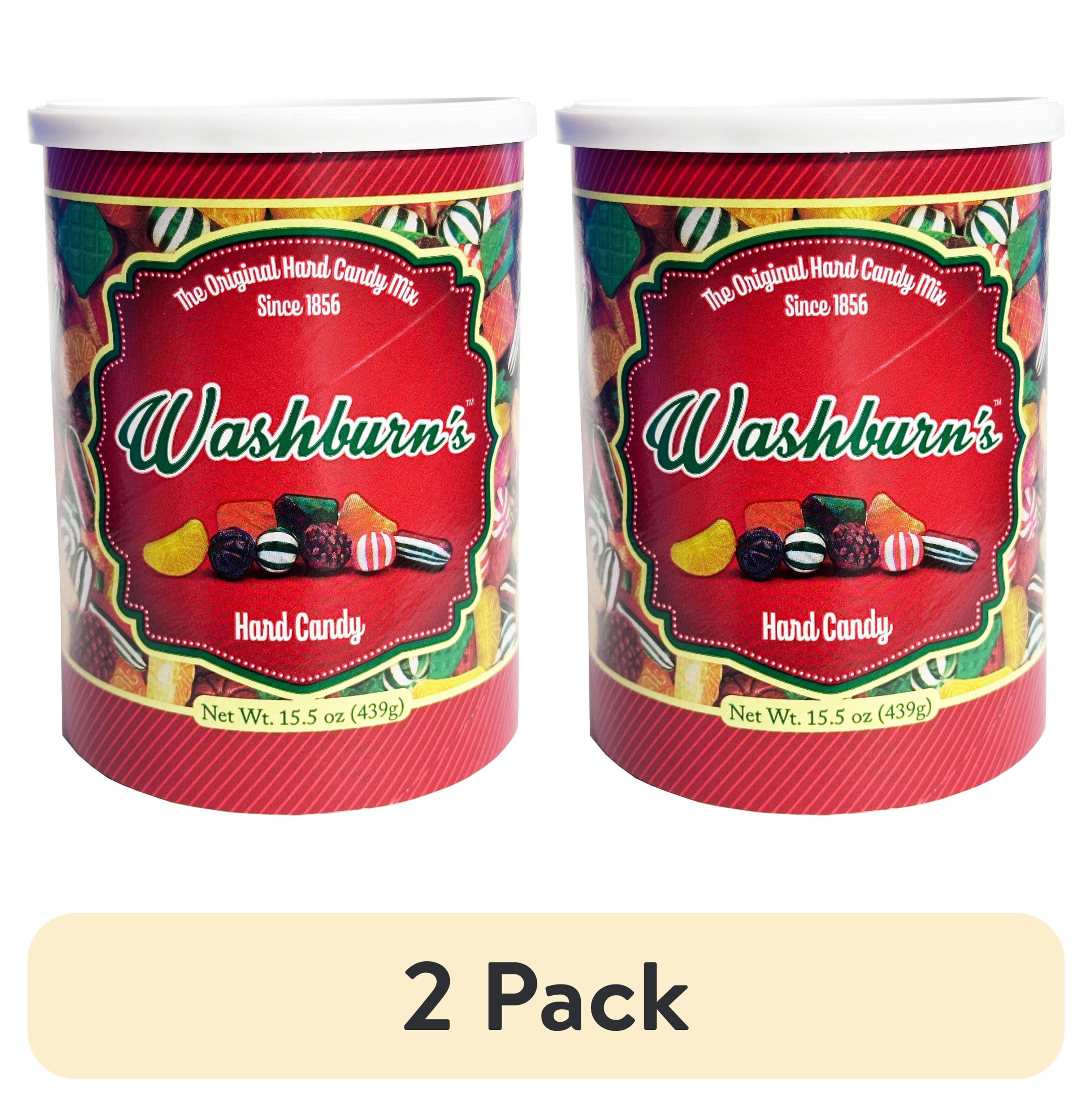 2 pack) Washburn Candy Old Fashioned Hard Candy Canister 15.5 oz