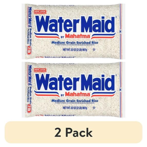 (2 pack) Water Maid® Enriched White Rice, Gluten Free Medium Grain Rice, 2 lb Bag