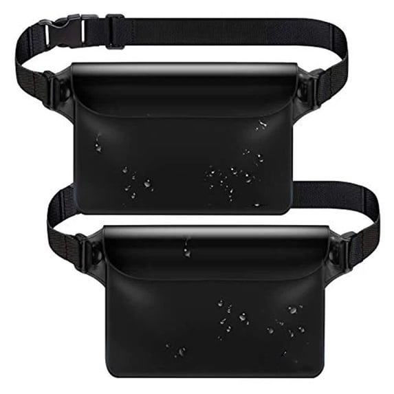 2 pack Waterproof Fanny Pack with Triple Zip Lock, Submersible Up Dry Bag Pouch, Touchscreen Phone Case for Beach, Cruise, Swimming & Kayaking Essentials