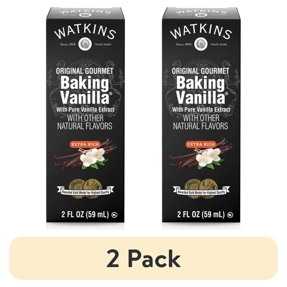(2 pack) Watkins All Natural Original Gourmet Baking Vanilla Extract, 2 fl oz (Plastic Container)