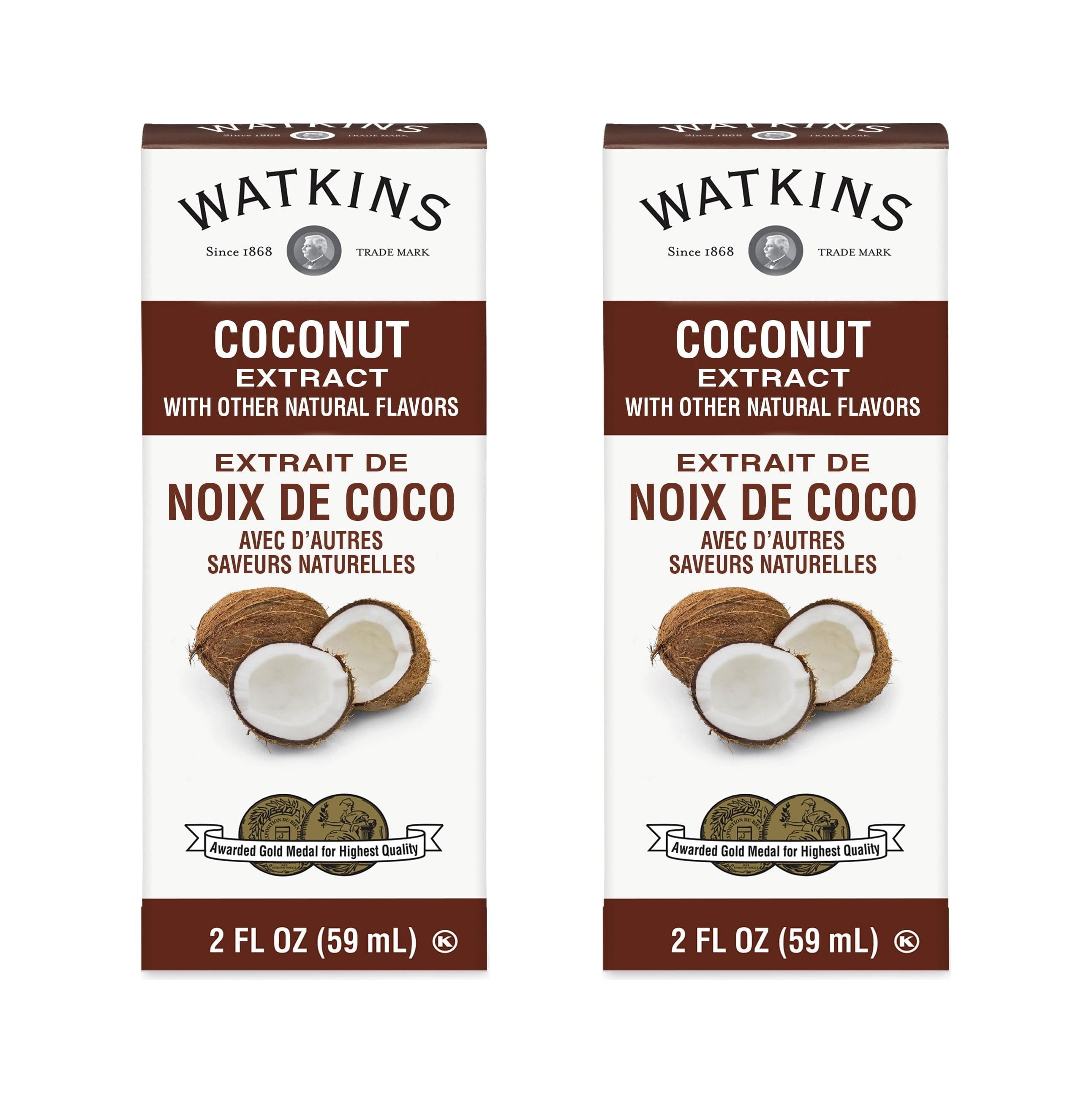 (2 pack) Watkins Coconut Extract with Other Natural Flavors, 2 fl oz (plastic container)