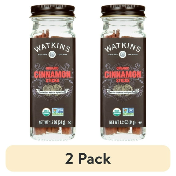 (2 pack) Watkins Gourmet Organic Spice Jar, Cinnamon Sticks, 1.2 oz