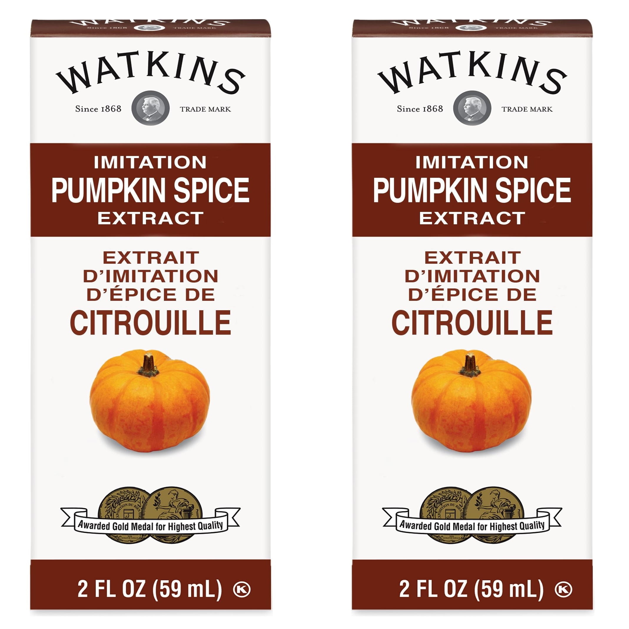 (2 pack) Watkins Imitation Pumpkin Spice Extract, 2 fl oz (Plastic Container, Liquids)