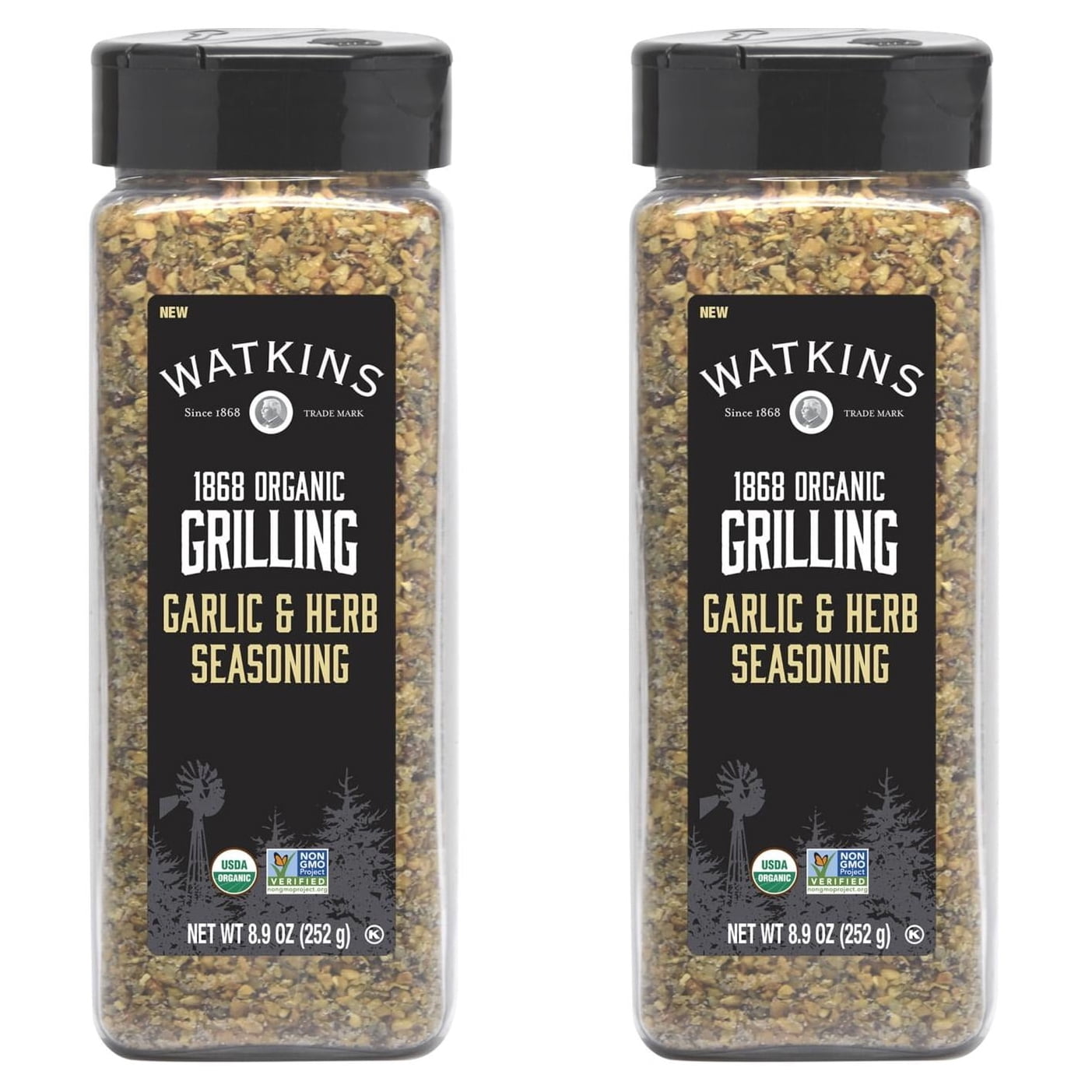 (2 pack) Watkins 1868 Organic Grilling Garlic & Herb Seasoning, 8.9 oz