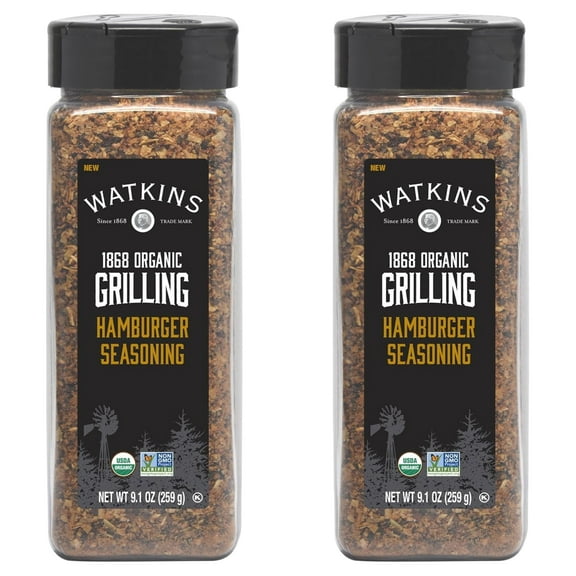 (2 pack) Watkins Organic Grilling Hamburger Seasoning, 9.1 oz