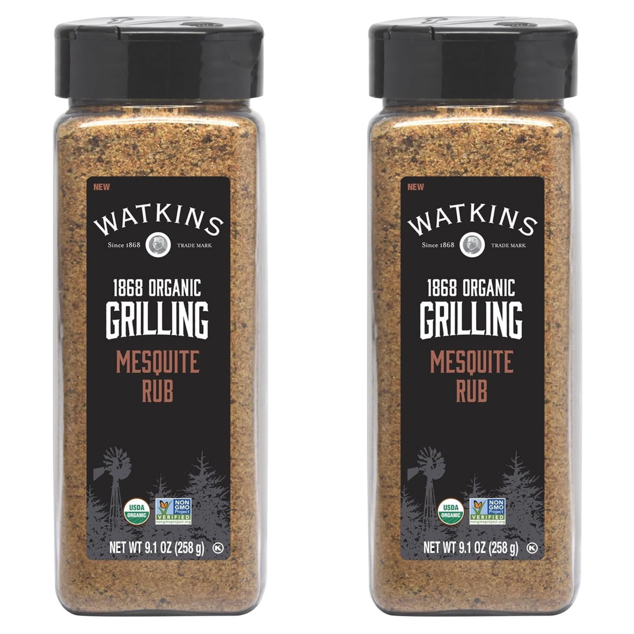 (2 pack) Watkins Organic Grilling Mesquite Rub, 9.1 oz (Food Form: Whole Plastic Container)