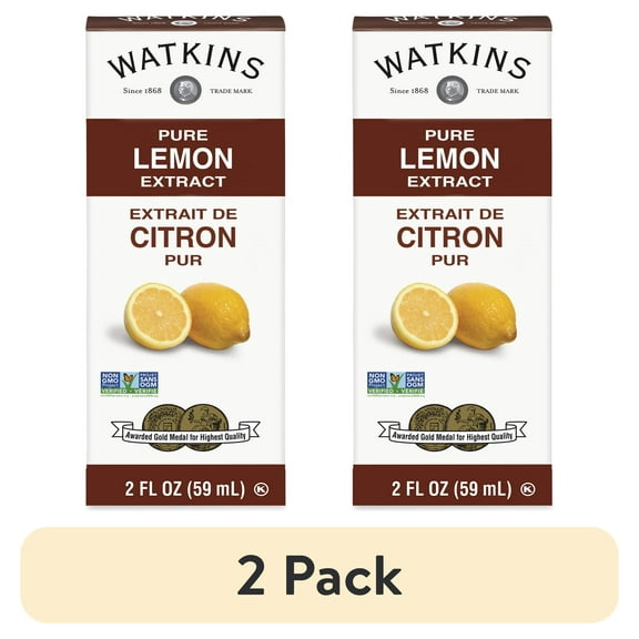 (2 pack) Watkins Pure Lemon Extract, 2 oz (Liquid, Ambient, Container Material: Plastic)
