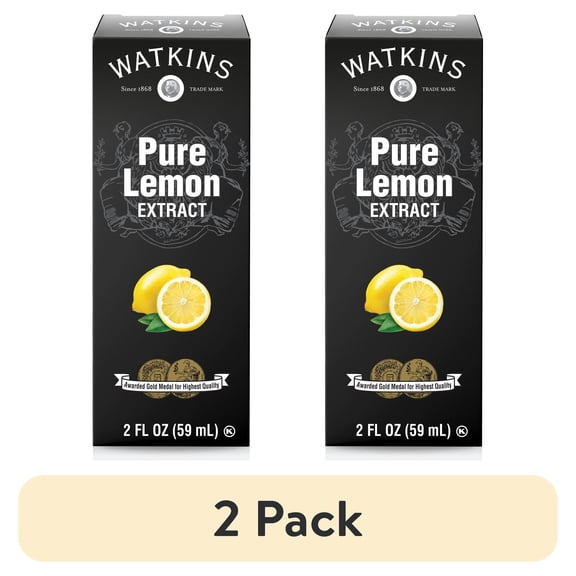 (2 pack) Watkins Pure Lemon Extract, 2 oz (Liquid, Ambient, Container Material: Plastic)