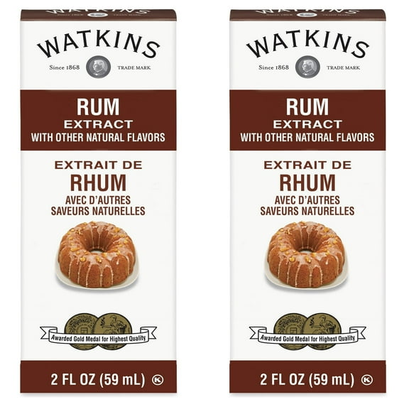 (2 pack) Watkins Rum Extract with Other Natural Flavors, 2 oz (Shelf Stable, plastic container)