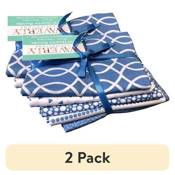 (2 pack) Waverly Inspirations 100% Cotton 18" x 21" Fat Quarter Prov Blue Fabric Bundles, 5 Pieces