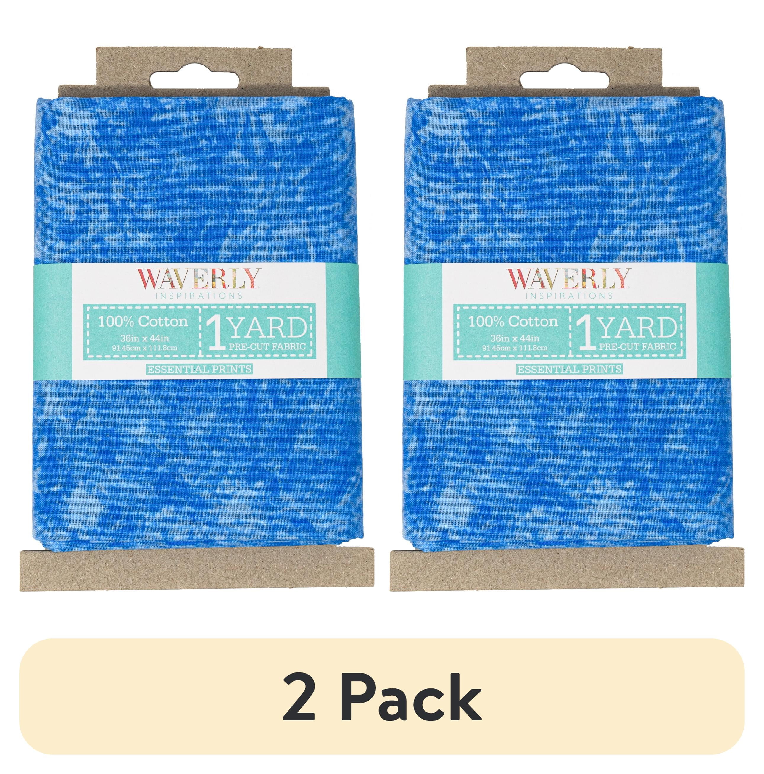 (2 pack) Waverly Inspirations 1 Yard Cut 100% Cotton Prints Fabric, Batik Blue, 44" Wide for Quilting & Sewing