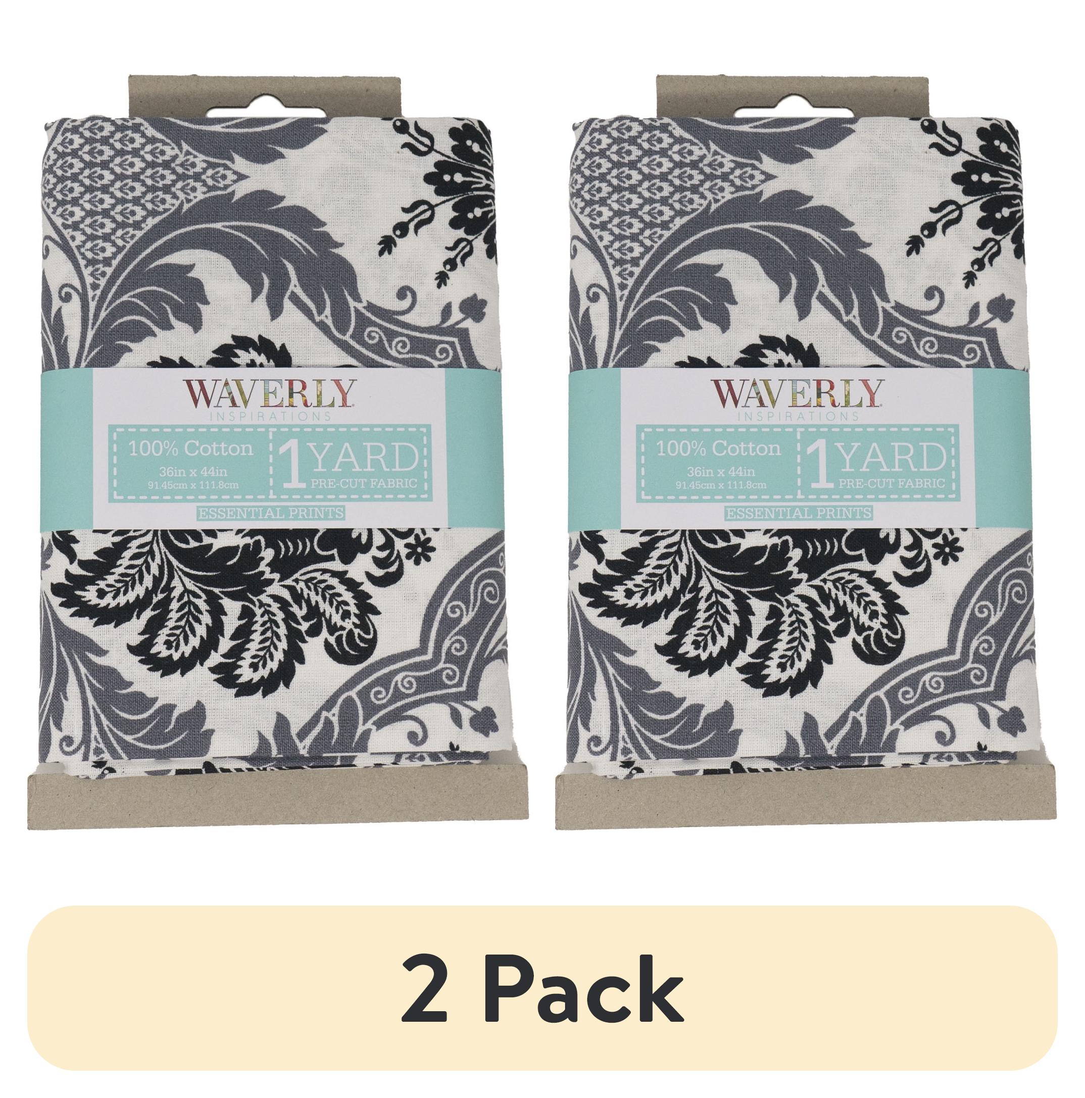 (2 pack) Waverly Inspirations 1 Yard Cut 100% Cotton Prints Fabric Damask Onyx 44" Wide for Quilting & Sewing