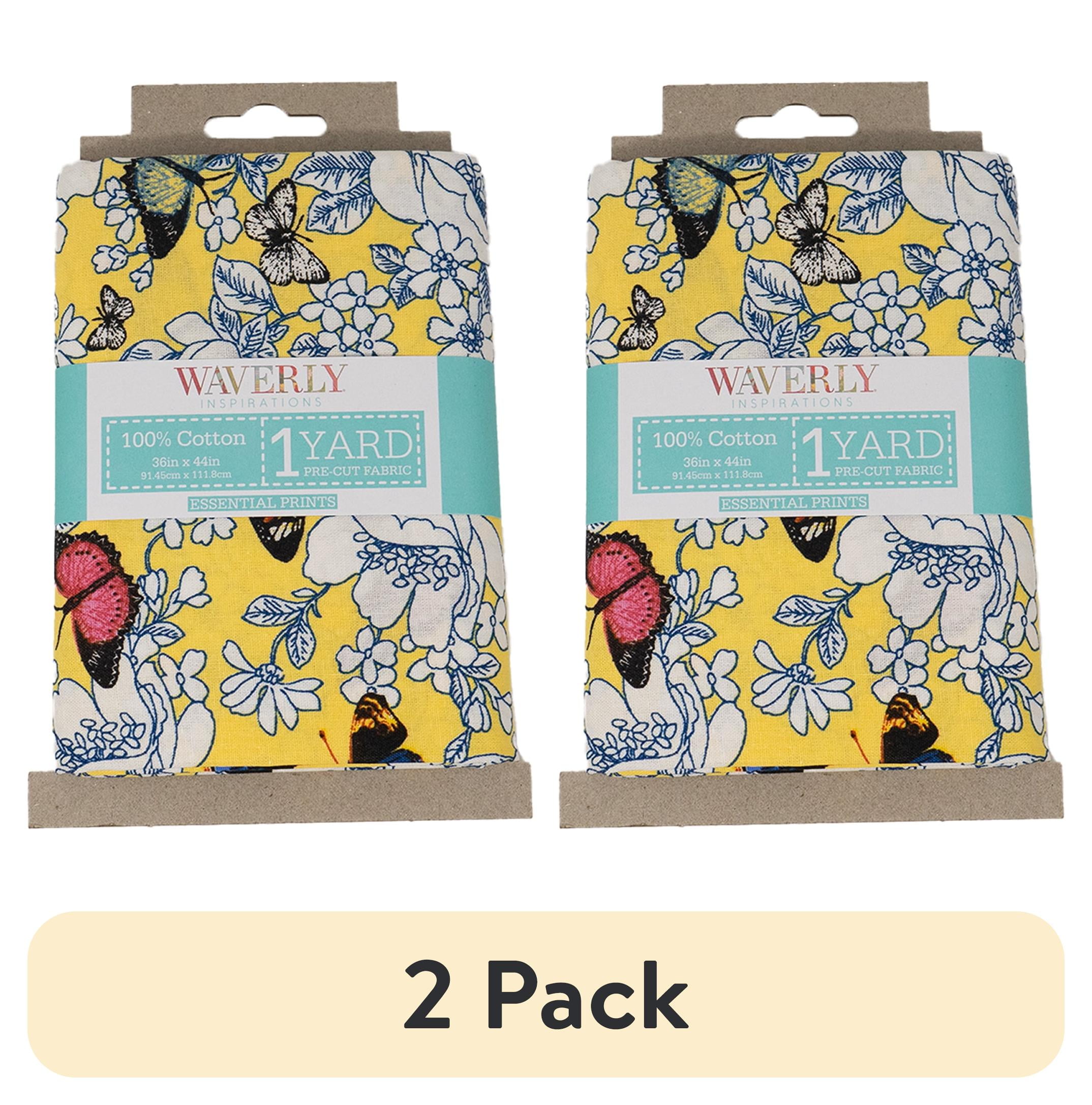 (2 pack) Waverly Inspirations 1 Yard Cut 100% Cotton Prints Fabric Floral Maize 44" Wide for Quilting & Sewing