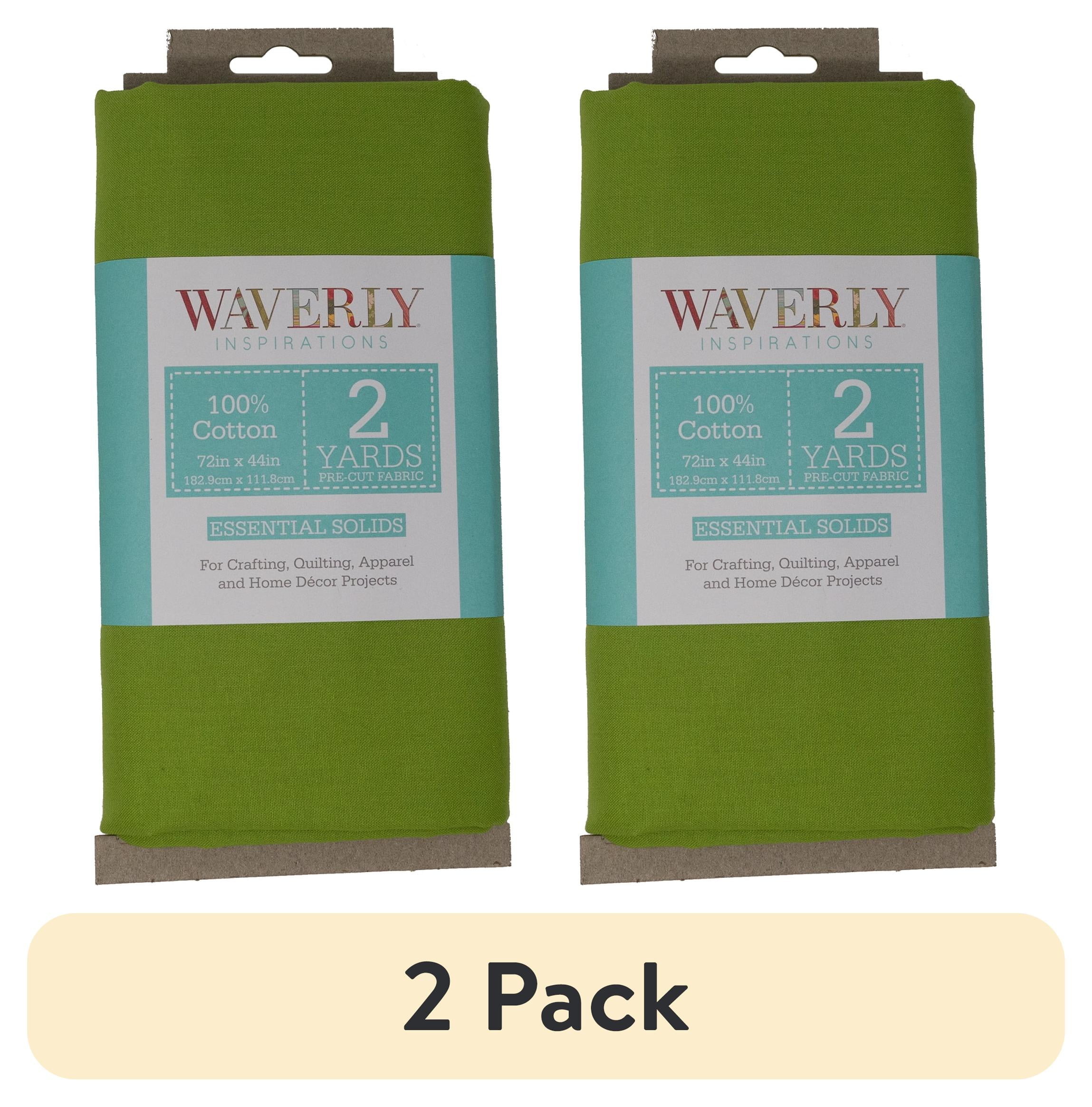 (2 pack) Waverly Inspirations 2 Yard Cut 100% Cotton Solids Fabric, Grass, 44" Wide for Quilting & Sewing