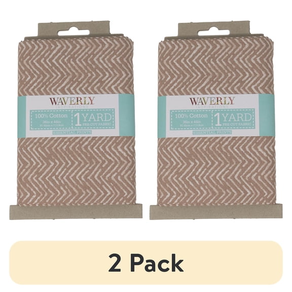 (2 pack) Waverly Inspirations 1 Yard Cut 100% Cotton Prints Fabric, Herringbone Fawn, 44" Wide for Quilting & Sewing
