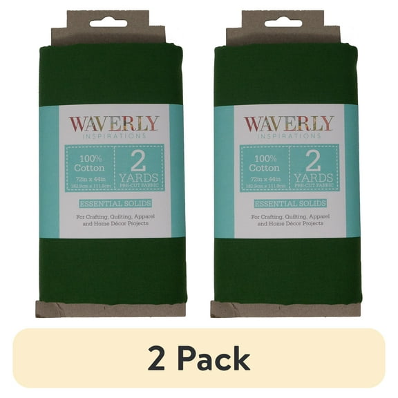 (2 pack) Waverly Inspirations 2 Yard Cut 100% Cotton Solids Fabric, Hunter, 44" Wide for Quilting & Sewing