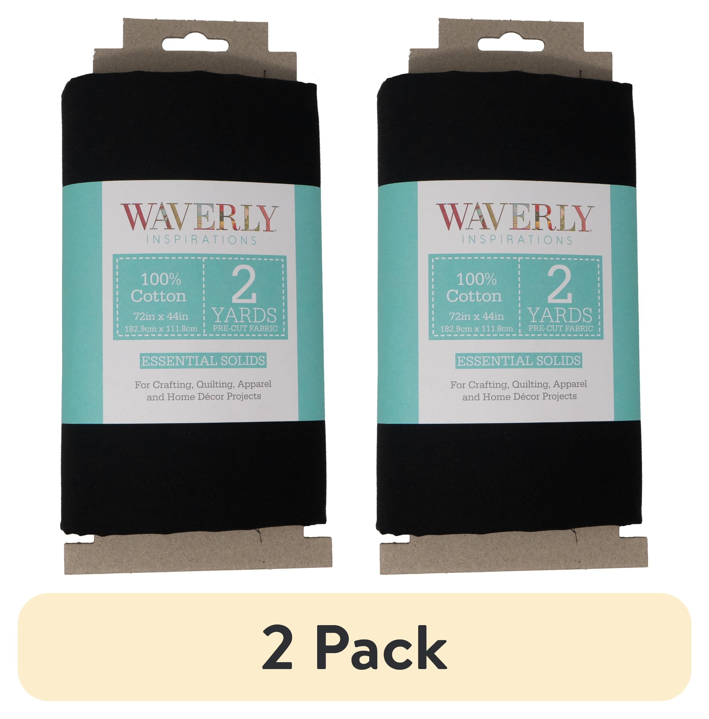 (2 pack) Waverly Inspirations 2 Yard Cut 100% Cotton Solids Fabric, Onyx, 44" Wide for Quilting & Sewing
