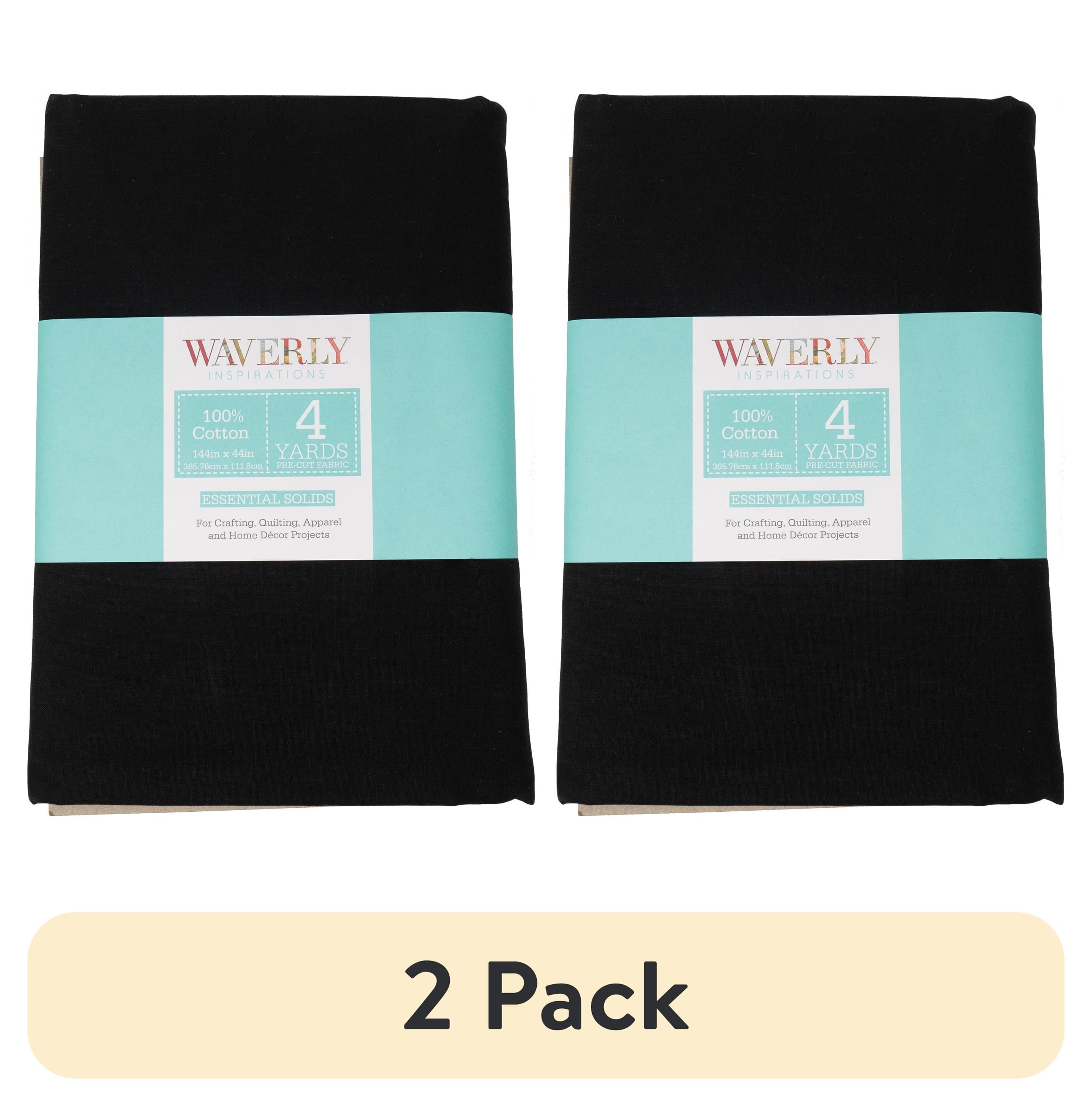 (2 pack) Waverly Inspirations 4 Yard Cut 100% Cotton Solids Fabric, Onyx, 44" Wide for Quilting & Sewing