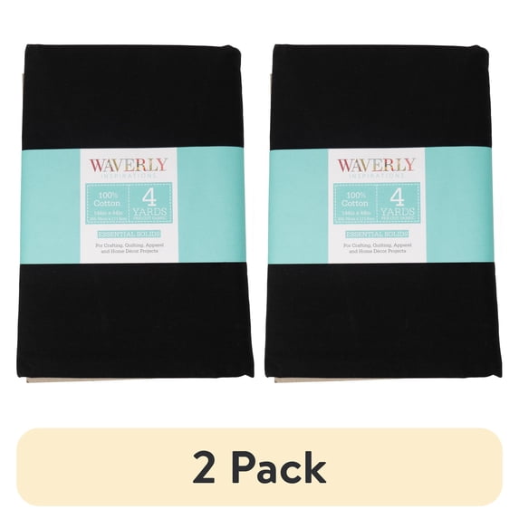 (2 pack) Waverly Inspirations 4 Yard Cut 100% Cotton Solids Fabric, Onyx, 44" Wide for Quilting & Sewing