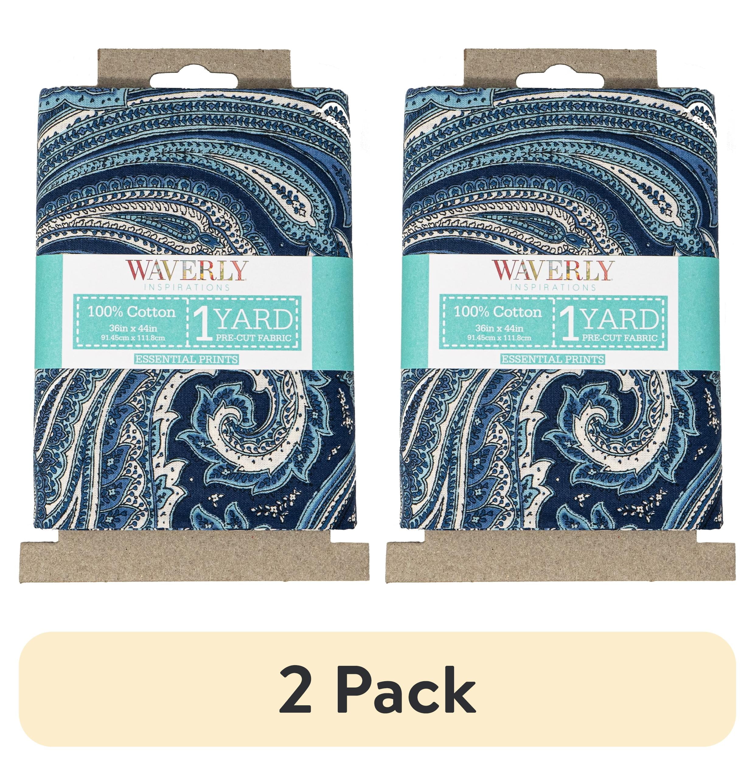 (2 pack) Waverly Inspirations 1 Yard Cut 100% Cotton Prints Fabric Paisley Navy 44" Wide for Quilting & Sewing