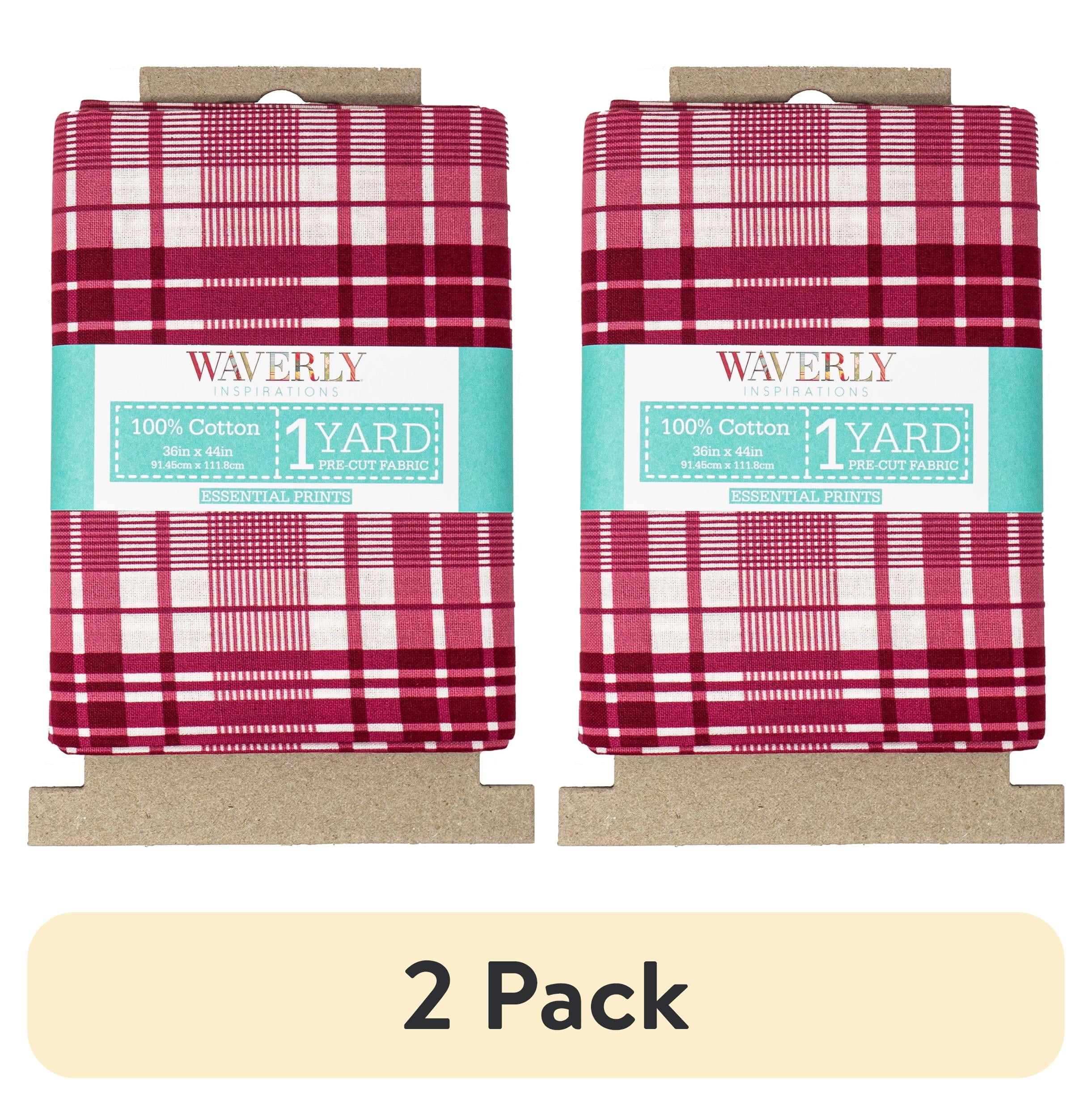 (2 pack) Waverly Inspirations 1 Yard Cut 100% Cotton Prints Fabric Plaid Cranberry 44" Wide for Quilting & Sewing
