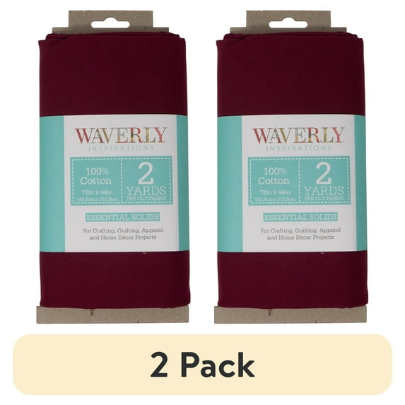 (2 pack) Waverly Inspirations 2 Yard Cut 100% Cotton Solids Fabric, Tea Berry, 44" Wide for Quilting & Sewing