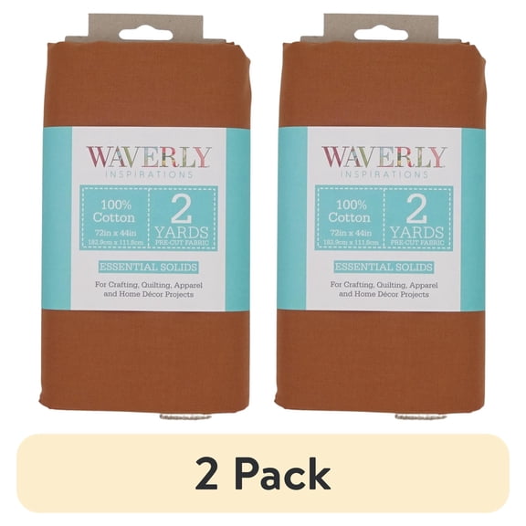 (2 pack) Waverly Inspirations 2 Yard Cut 100% Cotton Solid Fabric, Hazelnut, 44" Wide for Quilting & Sewing