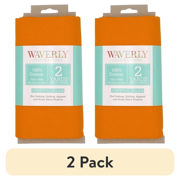(2 pack) Waverly Inspirations 2 Yard Cut 100% Cotton Solid Fabric, Orange, 44" Wide for Quilting & Sewing