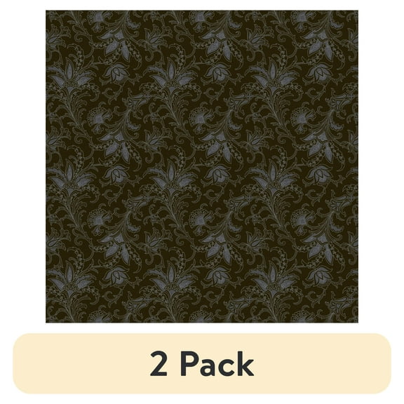 (2 pack) Waverly Inspirations 1 Yard Cut 100% Cotton Camile's Vintage Fabric, Black, 44” Wide for Quilting & Sewing