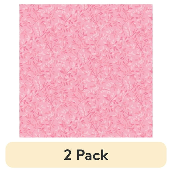 (2 pack) Waverly Inspirations 1 Yard Cut 100% Cotton Italian Leaves Fabric, Pink Nectar, 44” Wide for Quilting & Sewing