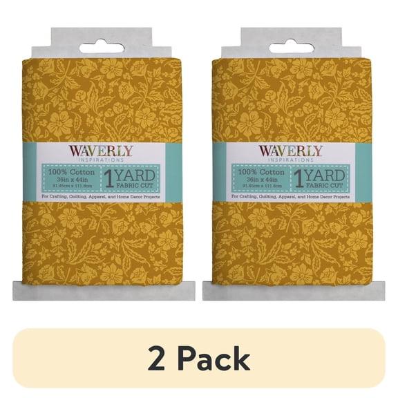 (2 pack) Waverly Inspirations 1 Yard 100% Cotton Paris Floral, Marigold, 44" Wide for Quilting & Sewing