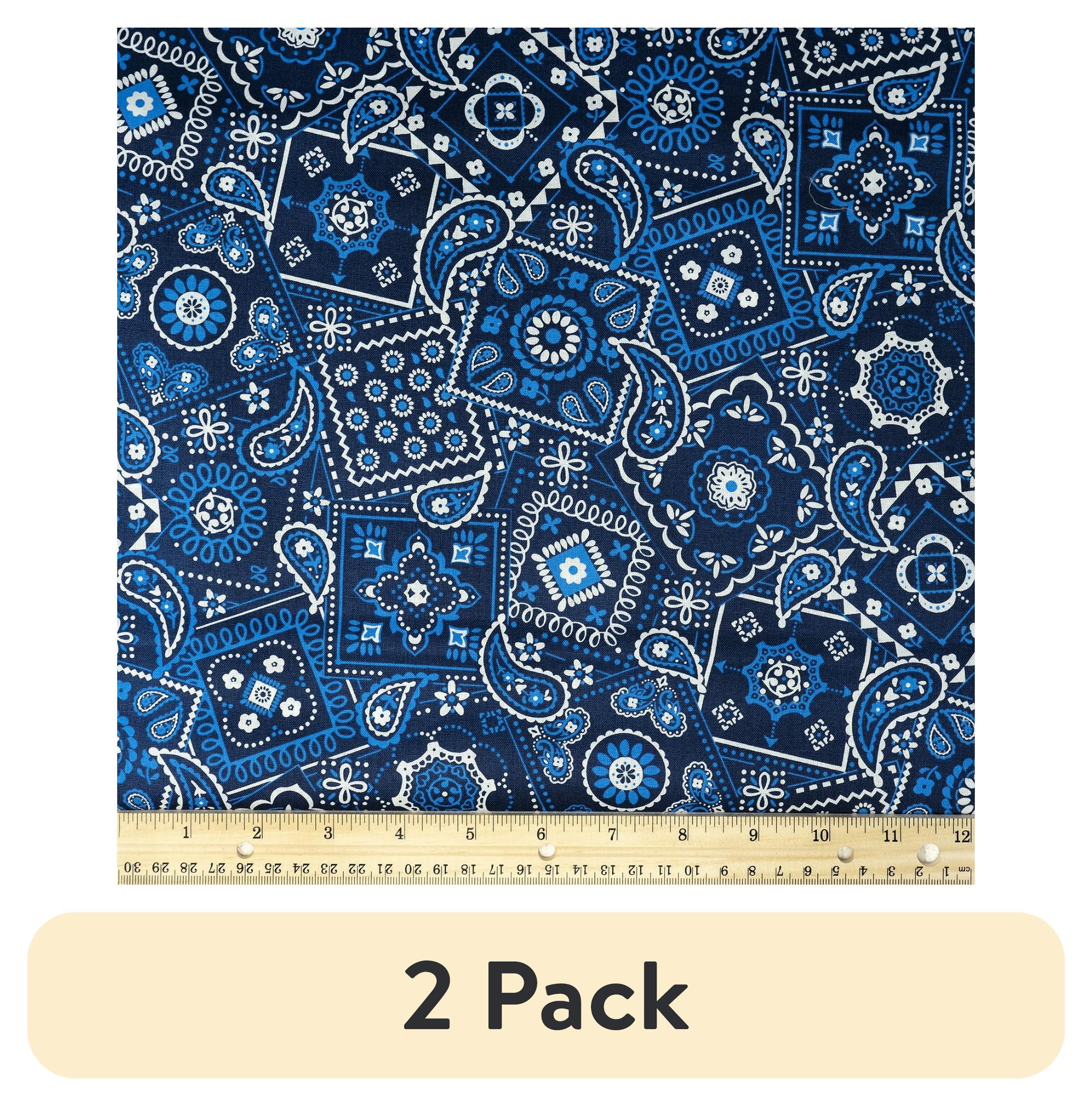 (2 pack) Waverly Inspirations 1 Yard Precut 100% Cotton Prints Fabric Bandana Ink Lapis 44" Wide for Quilting & Sewing