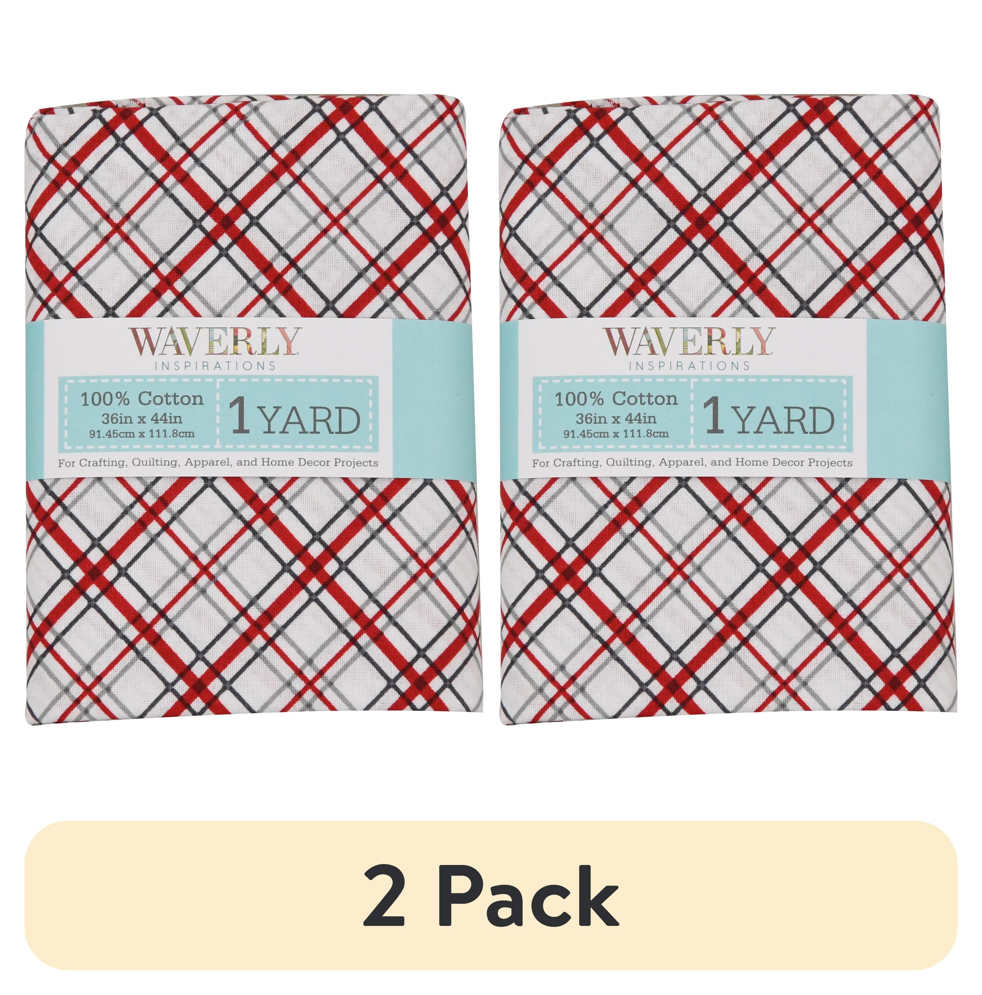 (2 pack) Waverly Inspirations 1 Yard Cut 100% Cotton Prints Fabric Bias Plaid Onyx 44" Wide for Quilting & Sewing