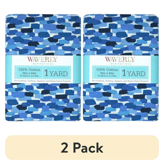 (2 pack) Waverly Inspirations 1 Yard Cut 100% Cotton Prints Fabric White and Blue 44" Wide for Quilting & Sewing
