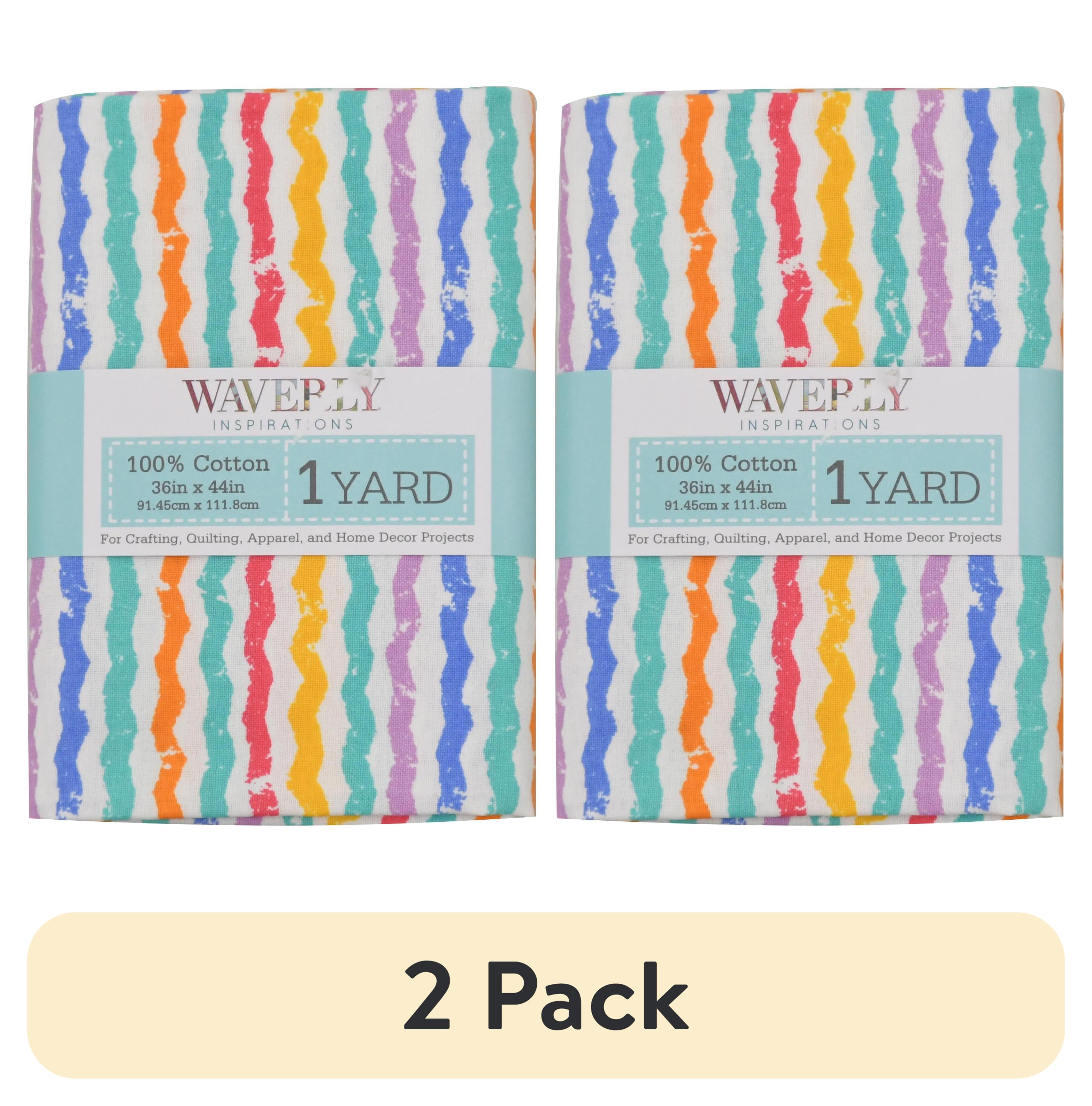 (2 pack) Waverly Inspirations 1 Yard Cut 100% Cotton Prints Fabric Crayon Stripe 44" Wide for Quilting & Sewing